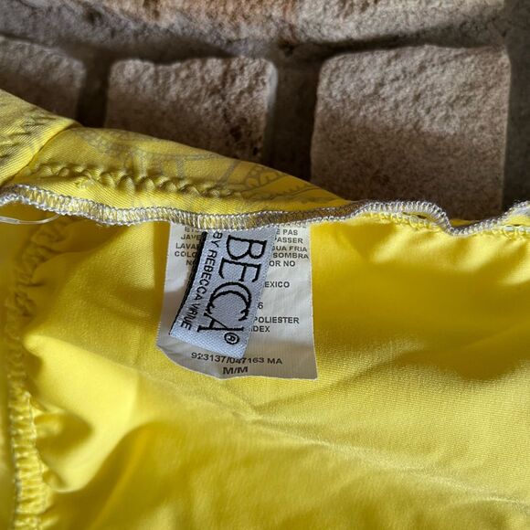 BECCA Rebecca Virtue yellow paisley print halter bikini set Medium - Picture 8 of 10